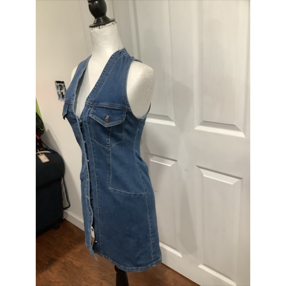 Free People Wandering Star Denim Mini Dress Size 2 - Picture 2 of 5